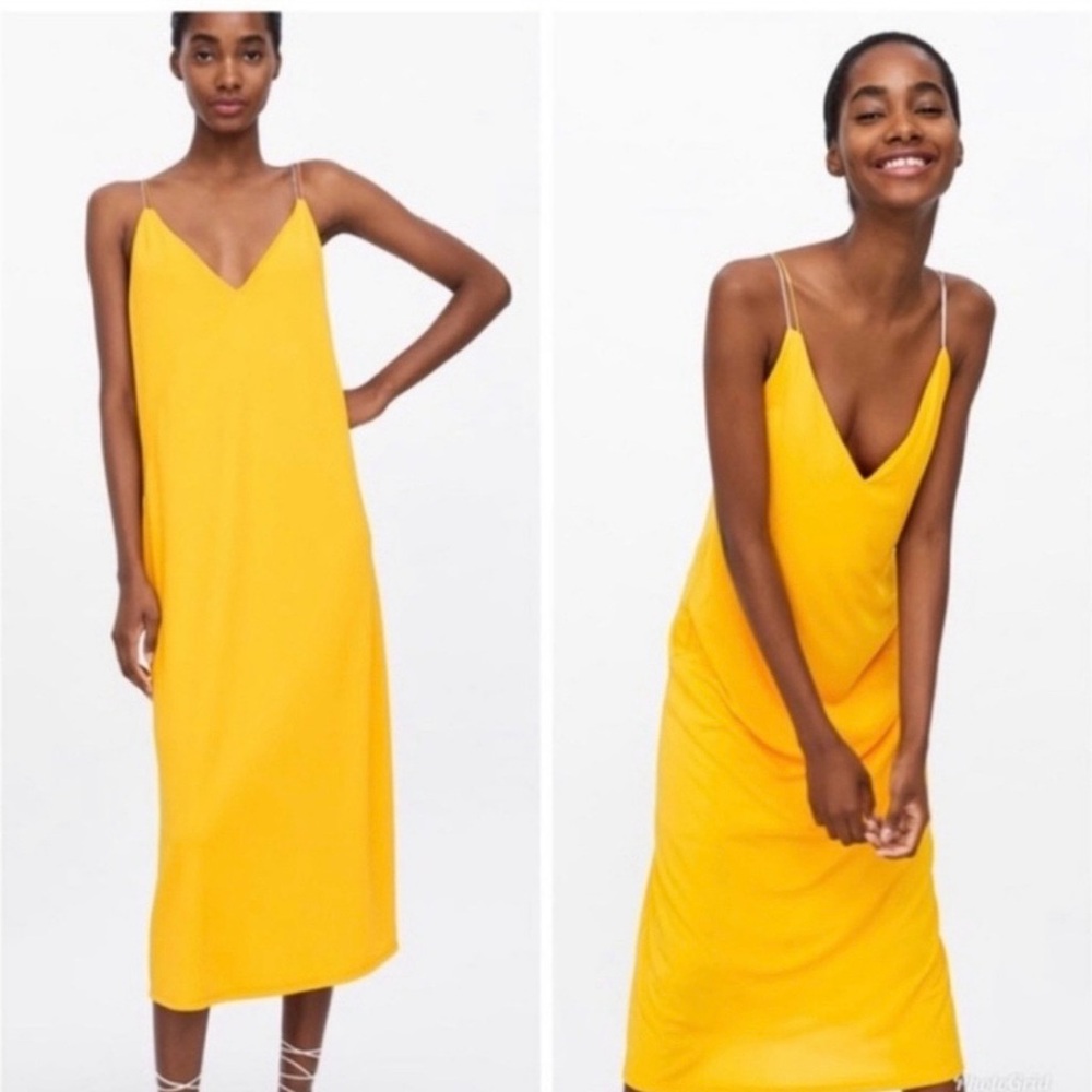 Zara Yellow Slip Dress